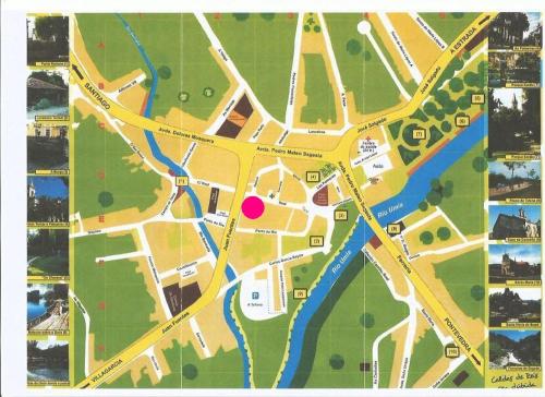 a map of a city with a red dot at Apartamento Ático Select Real Caldas de Reis in Caldas de Reis