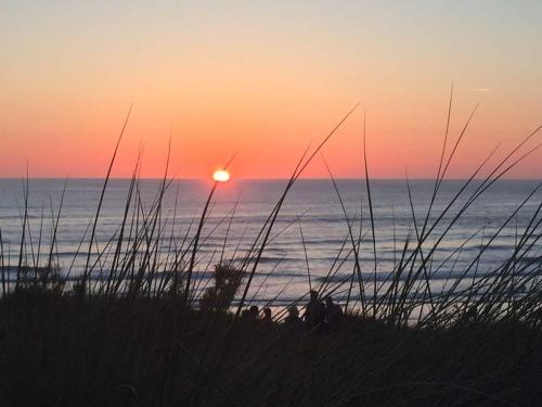 a sunset over a beach with the ocean at Pentire Newquay Cornwall Hotel in Newquay