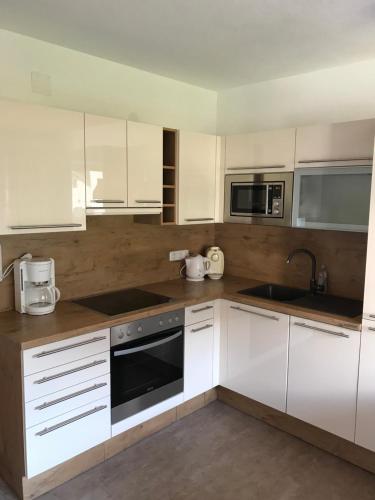 Cuisine ou kitchenette dans l'établissement Ferienwohnungen Kathrein