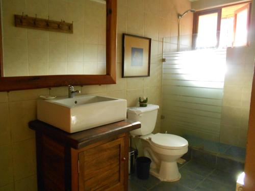 a bathroom with a sink and a toilet at Fundo San Bonifacio in Chanco