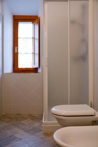 a bathroom with a toilet and a shower at Agriturismo Podere Rondinaio in Lamporecchio