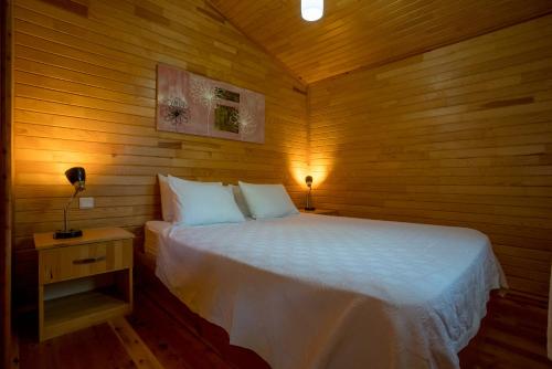 - une chambre avec un lit dans une pièce en bois dans l'établissement Baraka House, à Çıralı