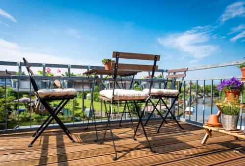 Balkoni atau teres di Deichkrönchen Ferienwohnung Altes Land Hamburg