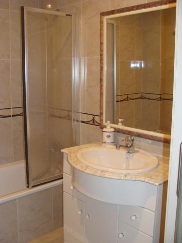 a bathroom with a sink and a shower at Apartamento Torres in Valencia