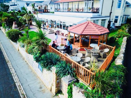 an overhead view of a restaurant with a gazebo at Villa Mentone Hotel in Shanklin