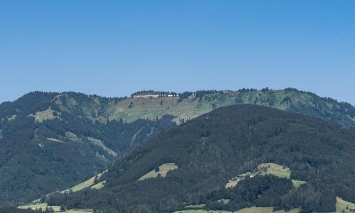 a mountain with trees on top of it at Gasthof Hotel Hauslwirt in Golling an der Salzach