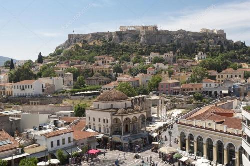 Uma visão geral de Atenas ou uma vista da cidade tirada do apartamento