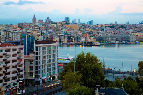 a view of a city with a river and buildings at Glamour Hotel Istanbul Sirkeci in Istanbul