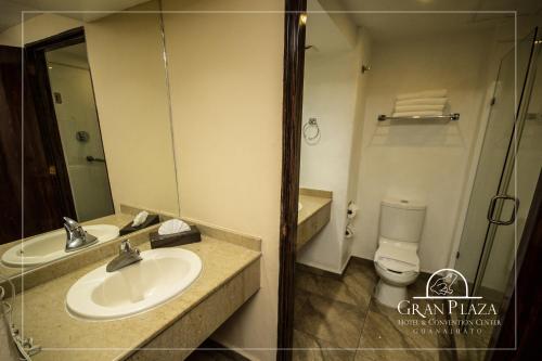 a bathroom with a sink and a toilet at Hotel Gran Plaza & Convention Center in Guanajuato