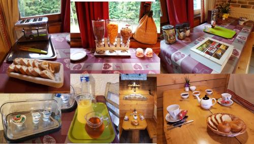 een collage van drie foto's van een keuken met eten bij Auberge Refuge de Roybon in Saint-Martin-en-Vercors