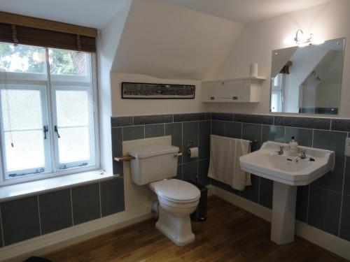 a bathroom with a toilet and a sink at Thorn Cottage in Chagford