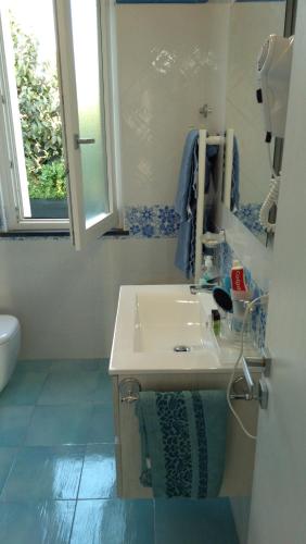 a bathroom with a sink and a mirror at MARGIE'S HOUSE in Procida