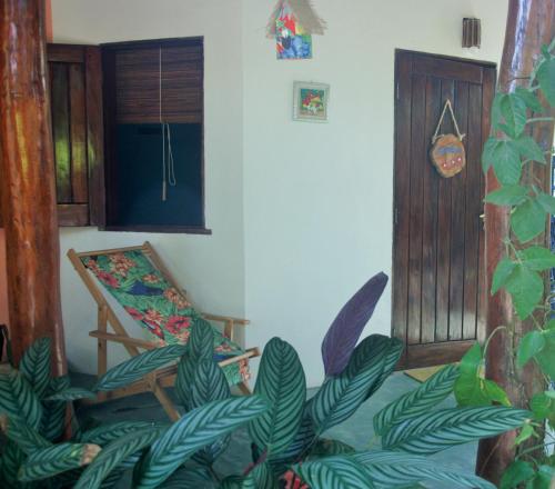 a room with a chair and a plant at Pousada Estrela do Mar in Barra Grande