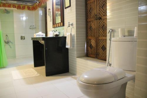 y baño con aseo y lavamanos. en Malji Ka Kamra, en Chūru