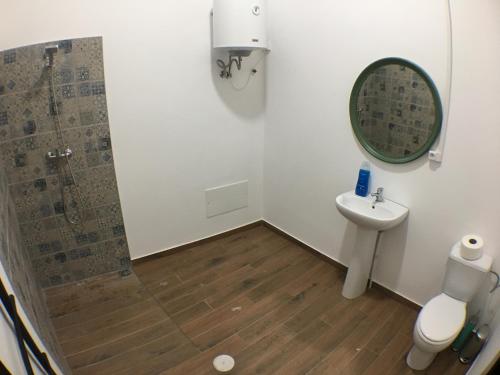 a bathroom with a shower and a toilet and a sink at Stay In Aveiro in Aveiro