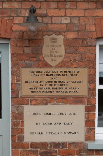 a brick wall with a plaque on it at Carlton Towers Stapleton's & Parkgate's in Carlton