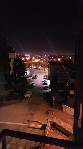 a view of a parking lot at night at Cà di Reno in Casalecchio di Reno