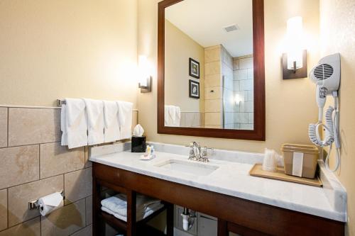 a bathroom with a sink and a mirror at Comfort Suites Fishkill near Interstate 84 in Fishkill