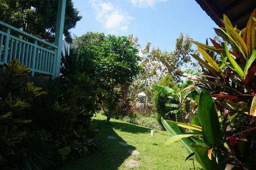 a view of the garden from the house at Manggis Garden Dive Resort in Candidasa
