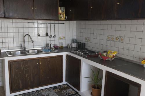 a kitchen with a sink and a counter top at Villa Berra - Via Postale 63/A in Berra