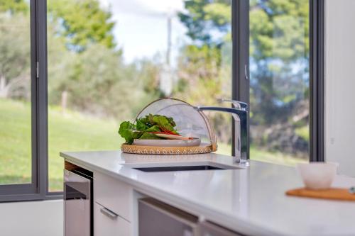 a plate of food on a counter in a kitchen at Shadow Creek McLaren Vale in McLaren Vale