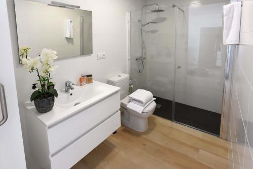 W łazience znajduje się toaleta, umywalka i prysznic. w obiekcie Beyond Amadores C&H Suite Nº4 w mieście Amadores