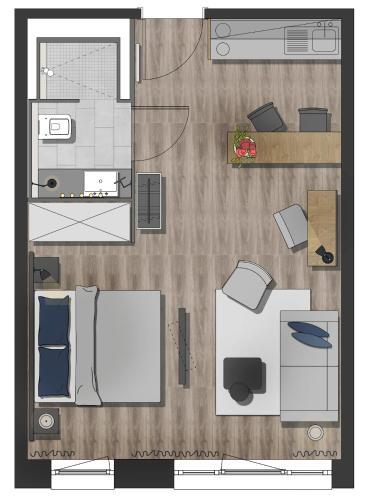a floor plan of a room with a bedroom at Arivo Forchheim in Forchheim
