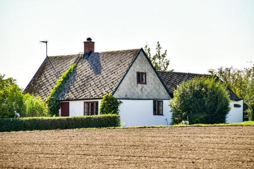 a white house with ivy on the roof at Sydkustens at Pillehill in Skivarp