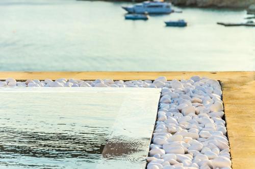 a group of birds sitting in the water at Eden View Suites & Villas in Paradise Beach