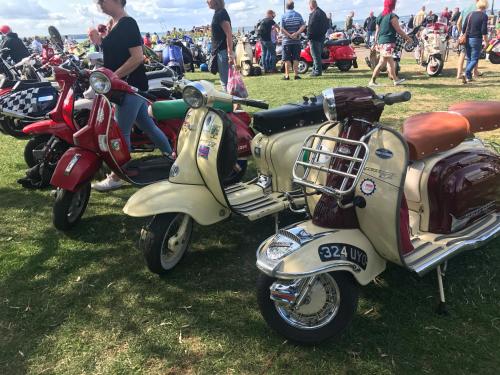 a group of scooters parked on the grass at Marlborough Hotel in Shanklin