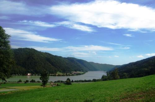 a view of a river in a valley at Ferienwohnung Örtl 7 in Obernzell