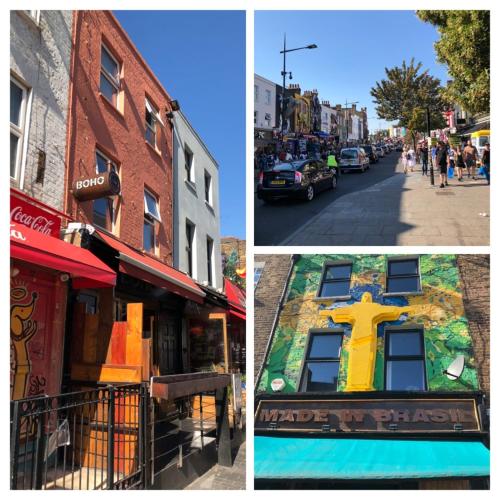 a collage of photos of a street and a building at Camden Town Garden Cabin in London