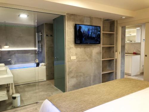 TV a/nebo společenská místnost v ubytování Villa de Plan Apartments&Suites