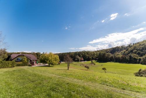 an open field with a house in the distance at Apartment Lucija-Terme Šmarješke Toplice in Smarjeske Toplice