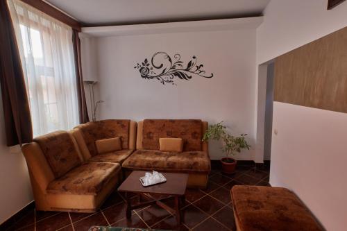 a living room with a couch and a table at Pensiunea Daniel in Sibiu