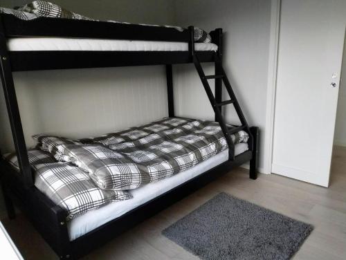 מיטה או מיטות קומותיים בחדר ב-LofotenApartmentOne