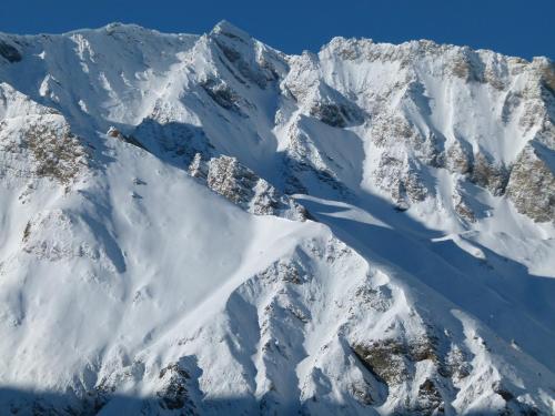 an aerial view of a snow covered mountain at Haus Musella in Samnaun