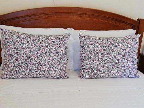 a bed with two pillows and a pillow on it at Residencial Idalio in Odemira