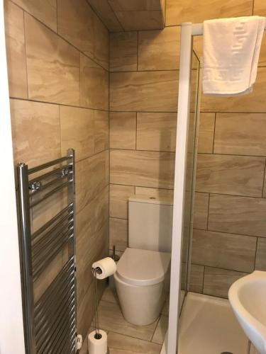 a bathroom with a toilet and a sink at Grosvenor Hotel in Robin Hood's Bay