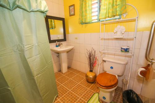 a bathroom with a toilet and a sink at Zimbali Culinary Retreats in Negril