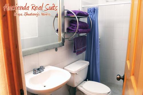Vonios kambarys apgyvendinimo įstaigoje Hacienda Real Suits Ixtapa