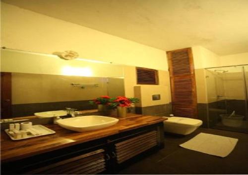 a bathroom with a sink and a toilet at Destiny - The Farm Resort in Ooty