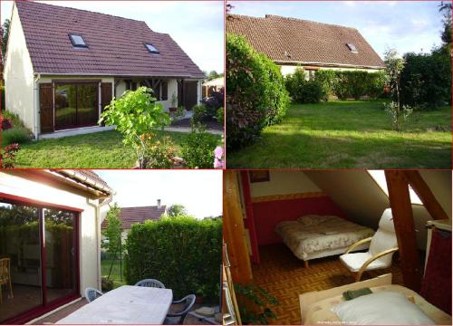 a collage of pictures of a house and a yard at Welcome in Guécélard