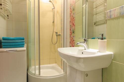 Vonios kambarys apgyvendinimo įstaigoje Rental Apartments Szeroki Dunaj