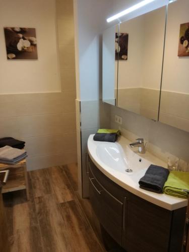 アウフファッハにあるKapellhäuslのバスルーム(洗面台、鏡付)