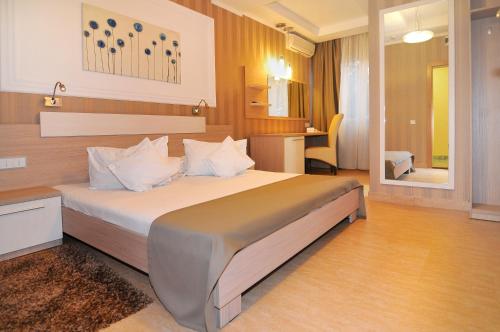a bedroom with a large bed in a room at Hotel Confort in Cluj-Napoca
