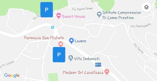 a map showing the locations of the sites at Sweet House Self Check-in 24h in Cavallasca