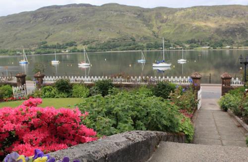 a view of a harbor with boats in the water at Myrtle Bank Guest House in Fort William