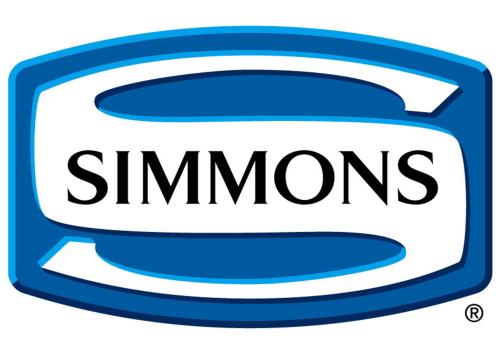 a blue and white sign with the word simons at Hotel Daiei Masuda in Masuda