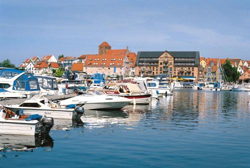 a bunch of boats are docked in a harbor at MÜRITZ-BRISE in Waren